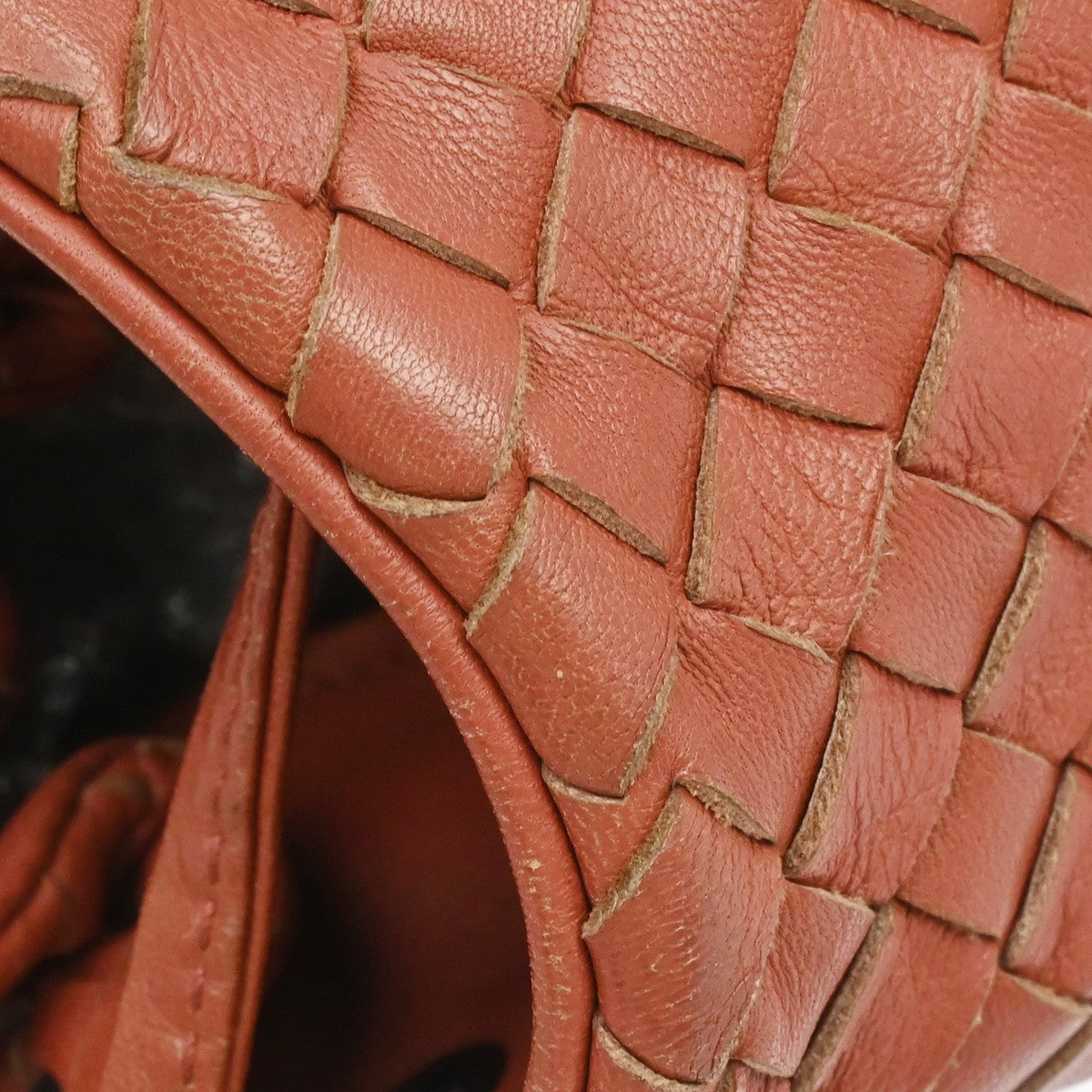 Bottega Veneta Intrecciato Shoulder Leather Red Leather Shoulder Bag Bag (Pre-Owned)