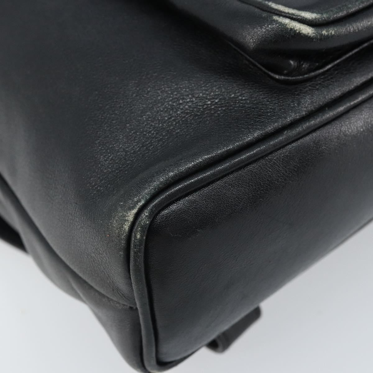 Gucci Vintage Bamboo Leather Black Leather Backpack Bag (Pre-Owned)