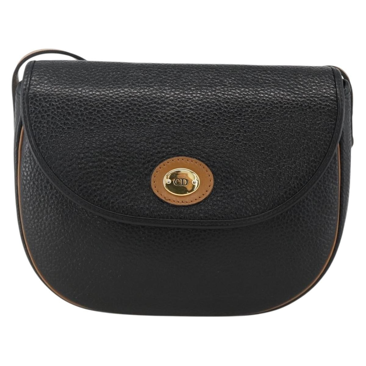 Christian Dior Cd Shoulder Bag Leather Black Leather Shoulder Bag Bag (Pre-Owned)