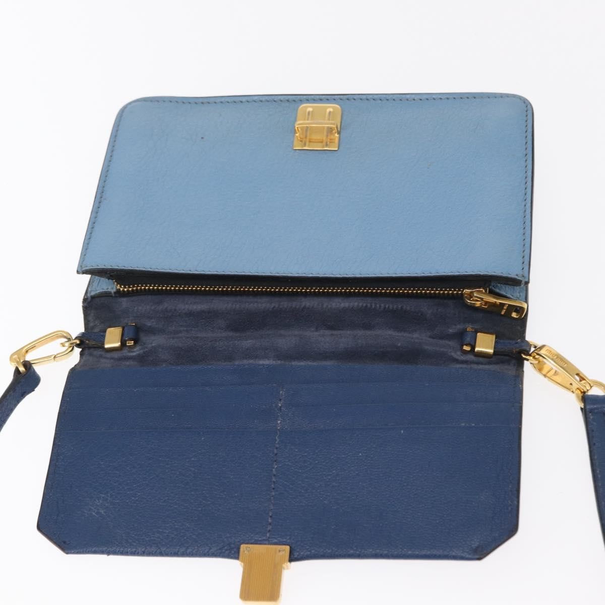 Miu Miu Shoulder Leather Blue Leather Shoulder Bag Bag (Pre-Owned)