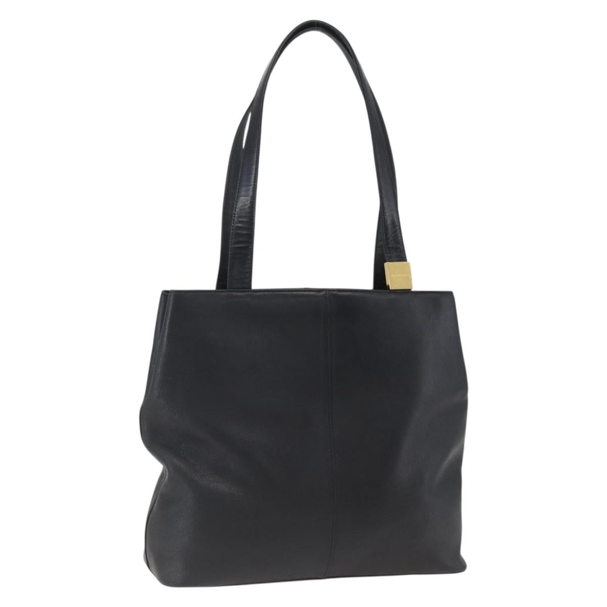 Burberry Vintage Leather Black Leather Tote Bag Bag (Pre-Owned)