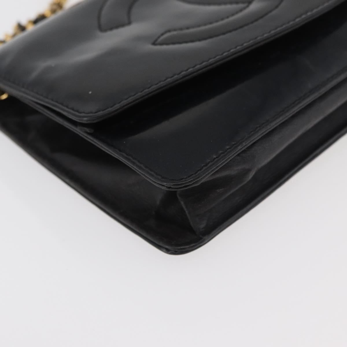 Chanel Vintage Cc Wallet On Chain Patent Black Patent_Leather Shoulder Bag Bag (Pre-Owned)