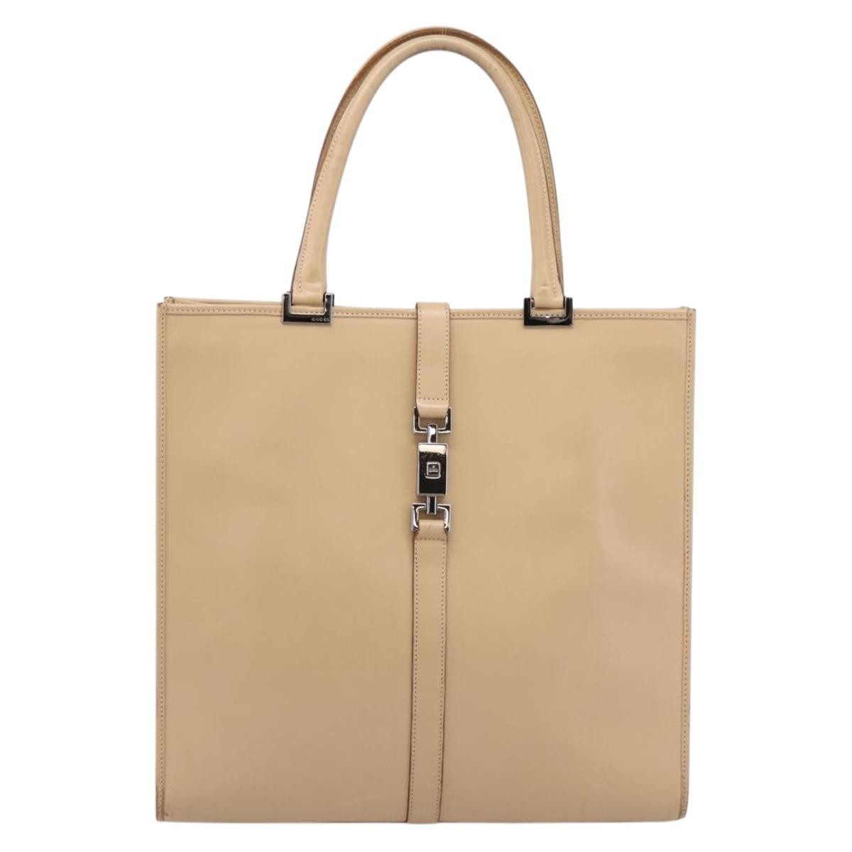 Gucci Jackie Leather Beige Leather Tote Bag Bag (Pre-Owned)