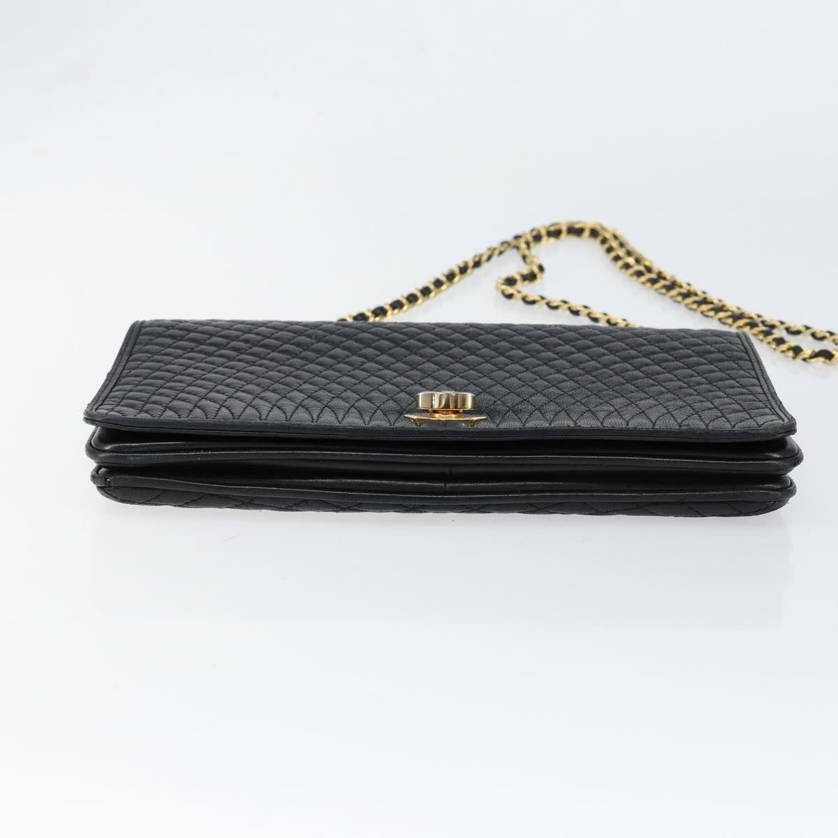 Bally Vintage Chain Quilted Leather Black Leather Shoulder Bag Bag (Pre-Owned)