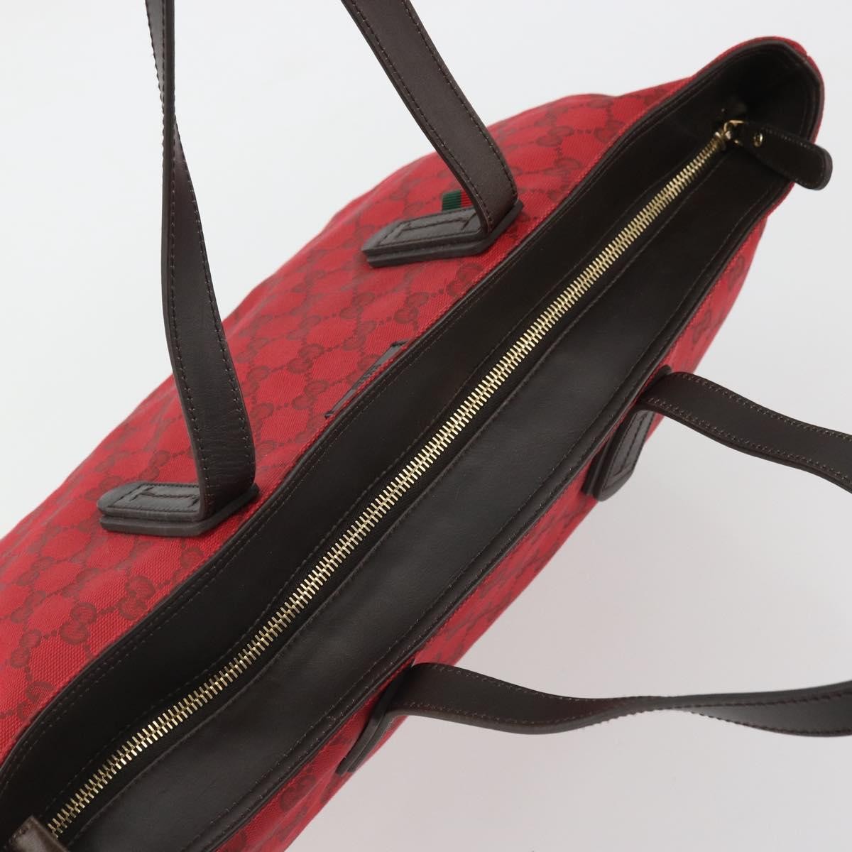 Gucci Original Zip Gg Canvas With Leather Red Canvas Tote Bag Bag (Pre-Owned)