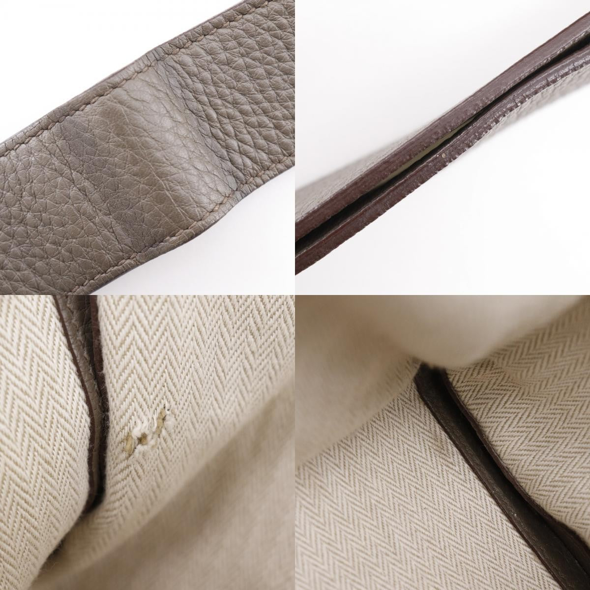 Hermes Alfred Messenger Clemence Gray Leather Shoulder Bag Bag (Pre-Owned)