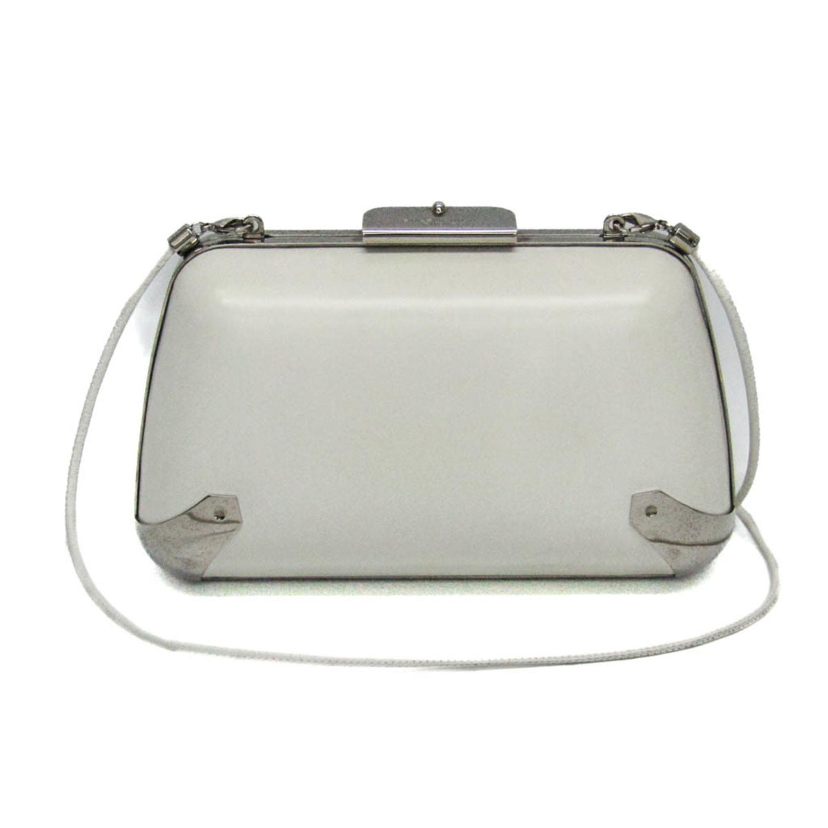 Balenciaga Hard Case Clutch Leather With Metal Detail White Leather Clutche & Pouche Bag (Pre-Owned)
