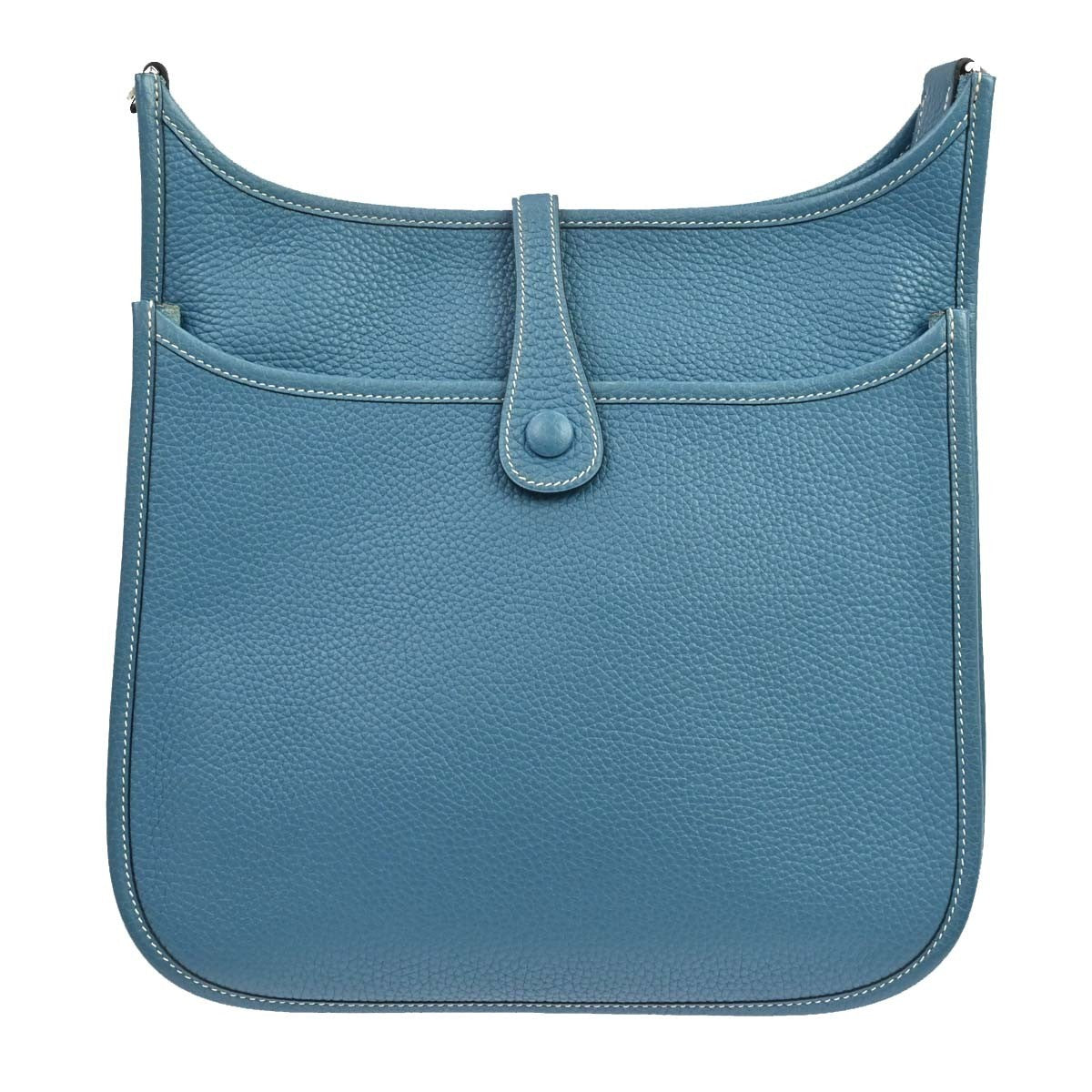 Hermes Evelyne Bag Gen Iii Clemence Blue Leather Shoulder Bag Bag (Pre-Owned)