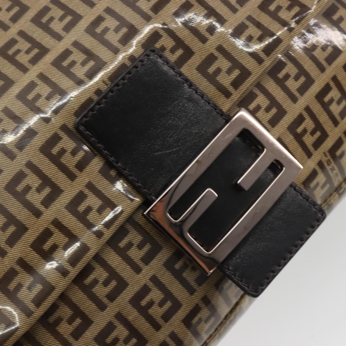 Fendi Mamma Baguette Zucchino Canvas Brown Canvas Shoulder Bag Bag (Pre-Owned)