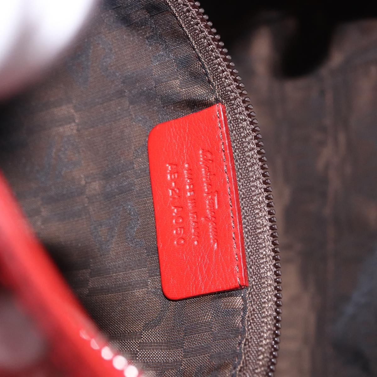 Salvatore Ferragamo Gancini Patent Leather Red Patent_Leather Handbag (Pre-Owned)