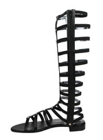 Stuart Weitzman Women's Gladiator Black Nappa Leather Elastic Stretch Boots