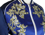 Maje Women's Bomber Blue Floral Embroidered Polyester Elastane Jacket (38 EU)