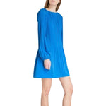 Maje Women's A-line Medium Blue Polyester Long Sleeve Pleated Dress (2)