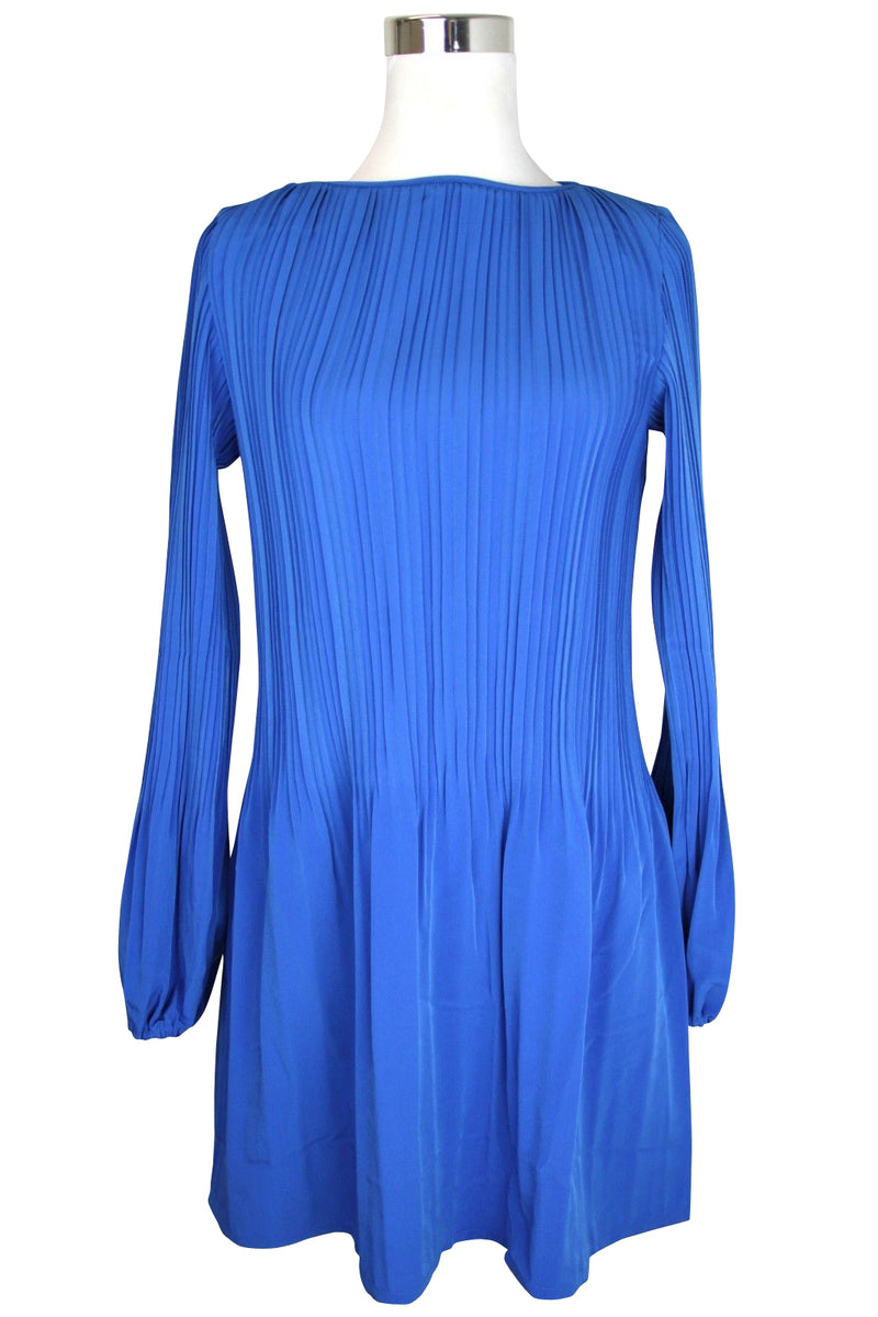Maje Women's A-line Medium Blue Polyester Long Sleeve Pleated Dress (2)