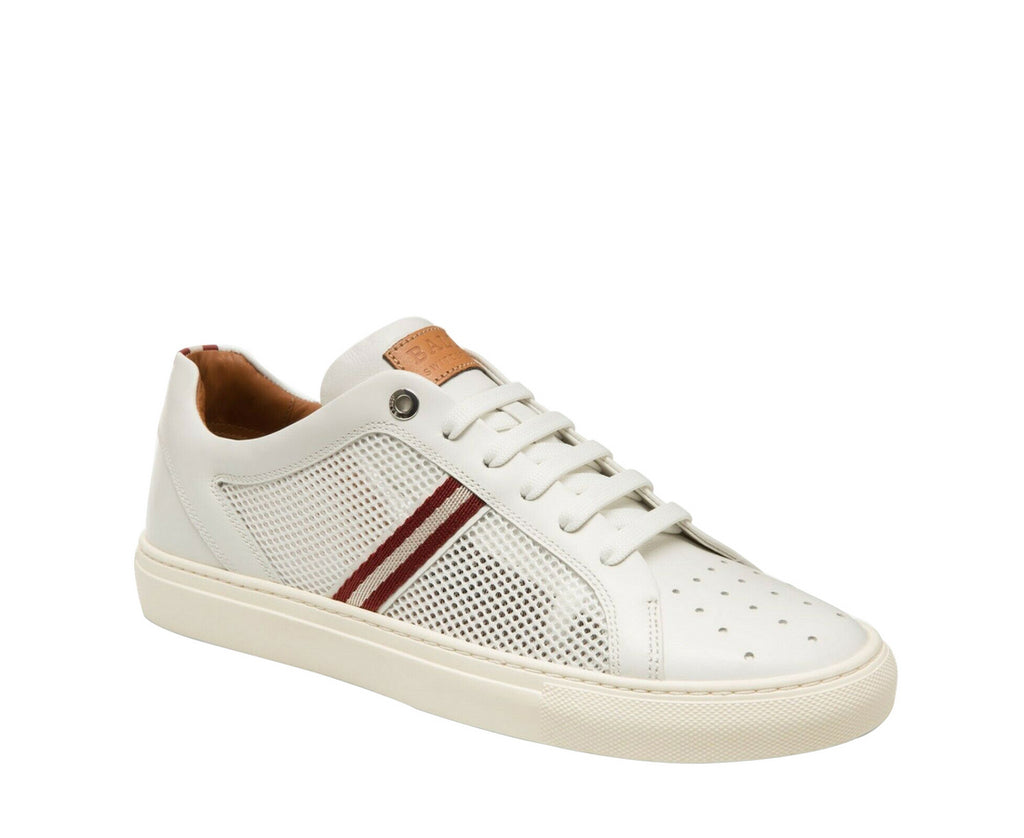 Bally Men s White Calf Leather Sneakers With Red Beige 7 D US