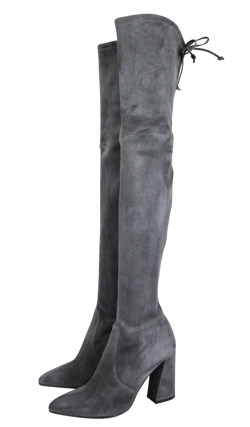 Stuart Weitzman Women's Suede Highstreet Chunky-Heel Over-The-Knee Boot Slate