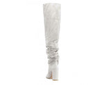 Stuart Weitzman Women's Light Gray Histyle Perla Suede Over-the-knee Boot