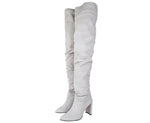 Stuart Weitzman Women's Light Gray Histyle Perla Suede Over-the-knee Boot