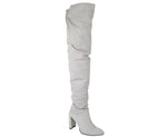 Stuart Weitzman Women's Light Gray Histyle Perla Suede Over-the-knee Boot