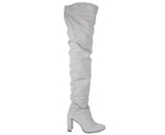 Stuart Weitzman Women's Light Gray Histyle Perla Suede Over-the-knee Boot