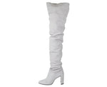 Stuart Weitzman Women's Light Gray Histyle Perla Suede Over-the-knee Boot