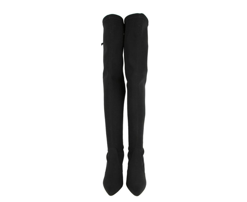 Stuart Weitzman Women's Black Stretch Fabric Lycra Over the Knee Boot