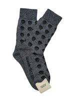 Alexander McQueen Men Mid-Calf Dark Blue Metallic Sport Socks L 572019 4868