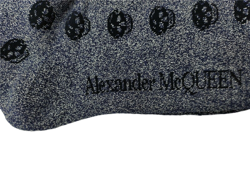 Alexander McQueen Men Mid-Calf Dark Blue Metallic Sport Socks M