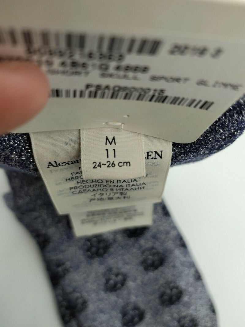 Alexander McQueen Men Mid-Calf Dark Blue Metallic Sport Socks M 572019 4868