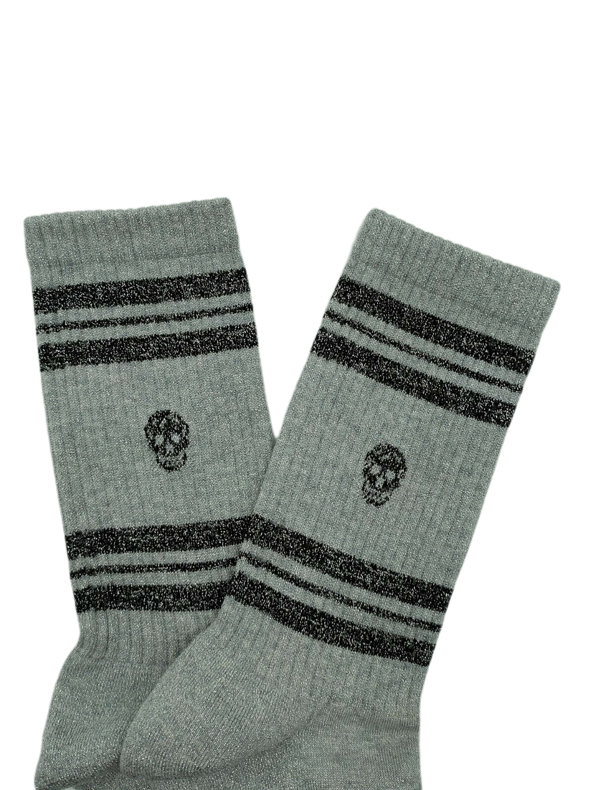 Alexander McQueen Women's Light Grey Metallic Mid-Calf Socks L