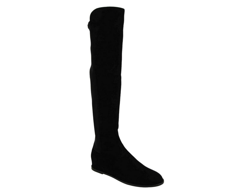 Stuart Weitzman Women's Black Mainline Suede Hidden Wedge Knee-High Boot