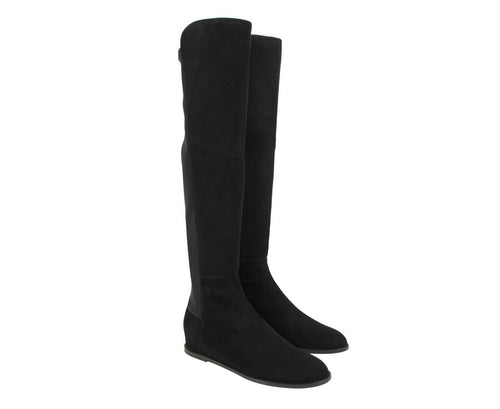 Stuart Weitzman Women's Black Mainline Suede Hidden Wedge Knee-High Boot