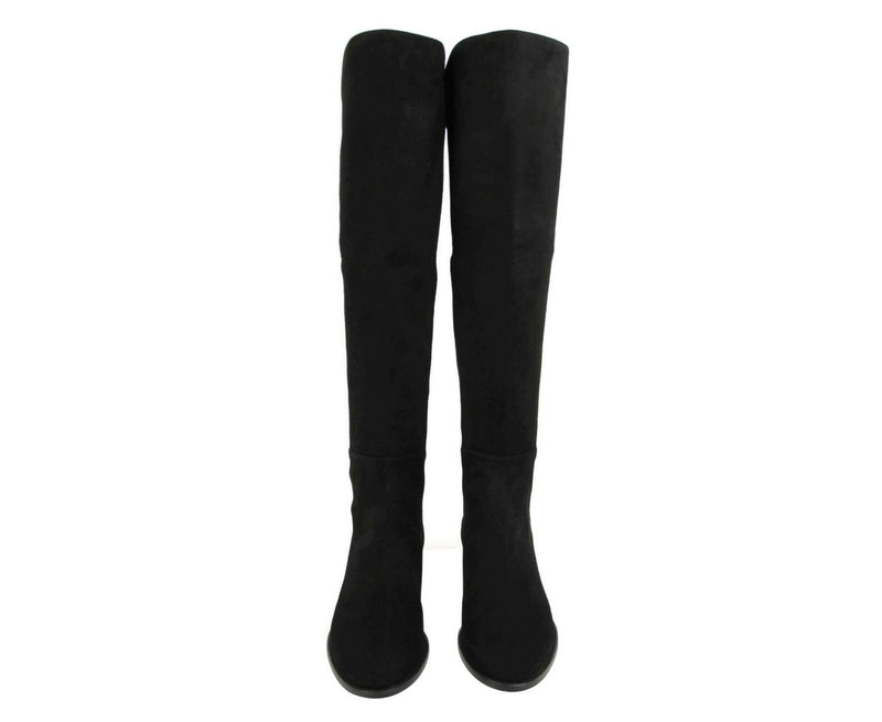 Stuart Weitzman Women's Black Mainline Suede Hidden Wedge Knee-High Boot