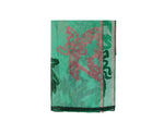 MCM Women's Green Allover Logo Print Silk Wool Large Scarf Shawl