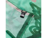 MCM Women's Green Allover Logo Print Silk Wool Large Scarf Shawl MEF9AMM09G7001
