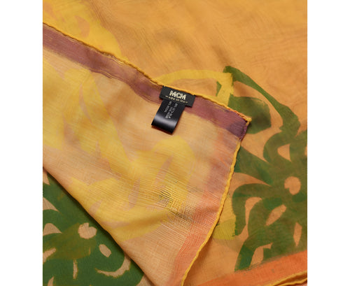 MCM Women's Yellow Allover Logo Print Silk Wool Large Scarf Shawl