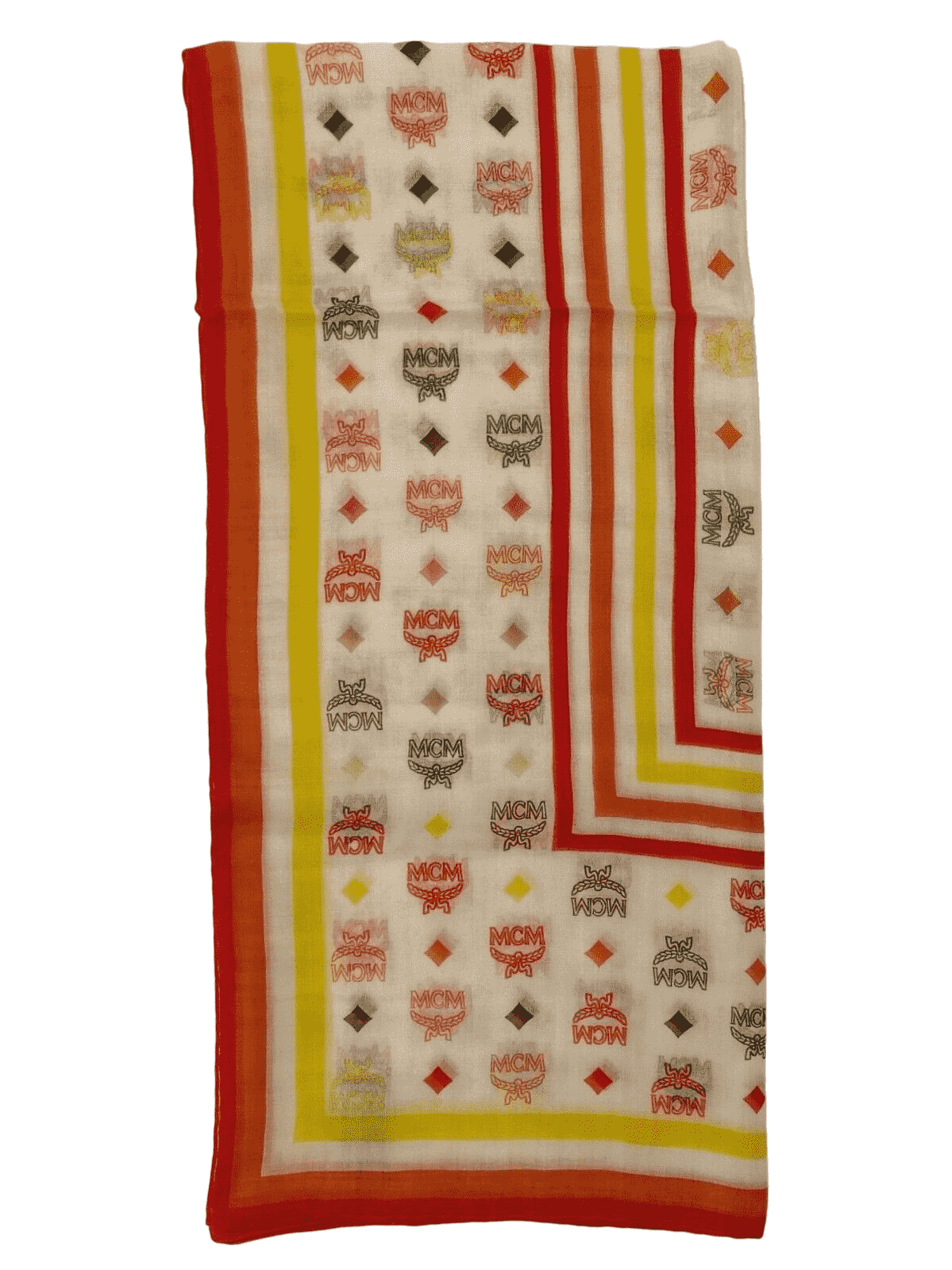 MCM White/Rainbow Logo Silk/Modal Jacquard Scarf