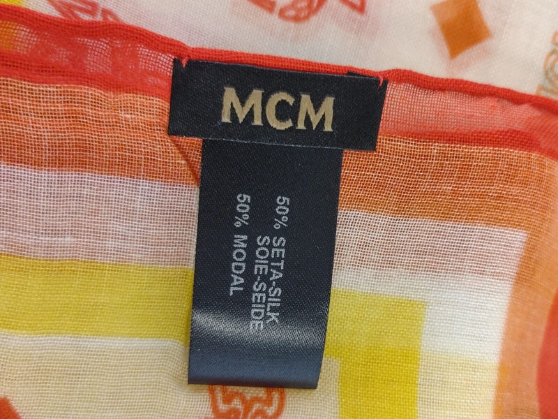 MCM White/Rainbow Logo Silk/Modal Jacquard Scarf
