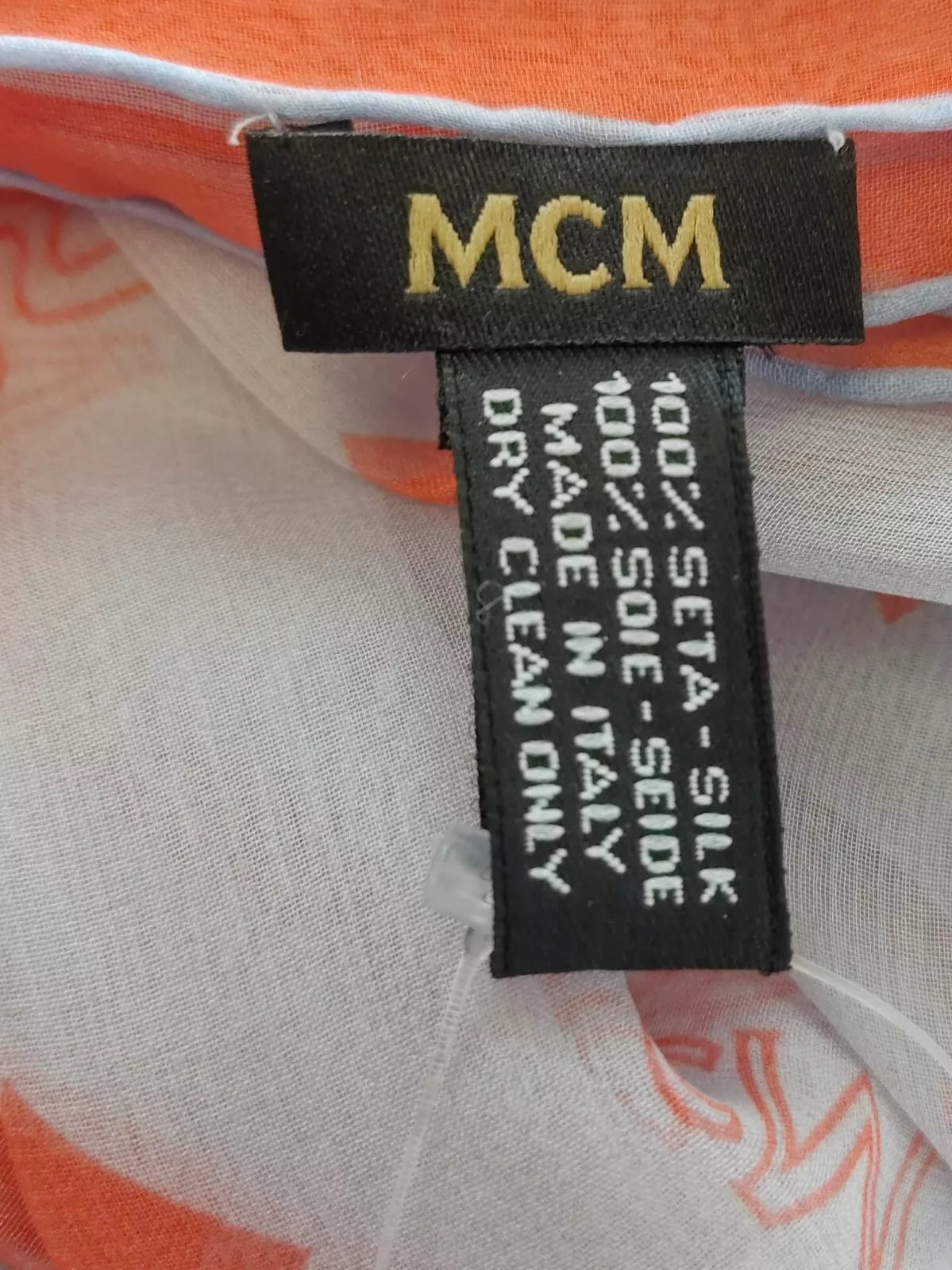 MCM Gray Dawn Silk Jacquard Scarf w/Monogram and Stripes