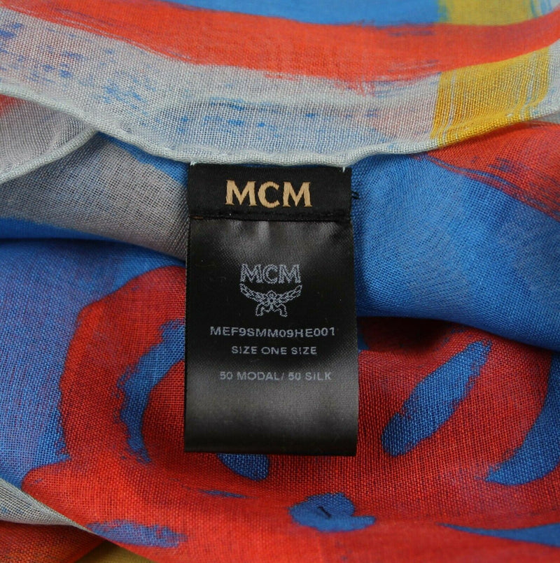 MCM Multicolor Logo Print Silk Wool Large Scarf Shawl