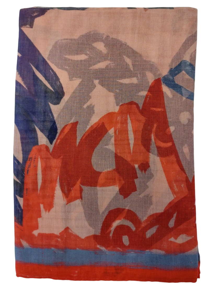 MCM Women's Quartz Pink Silk/Modal Jacquard Scarf with Red Logo Edge