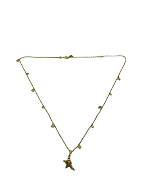 MCM Women's Gold 3D Logo Laurel Charm Pendant Necklace MEJASMM05DG001