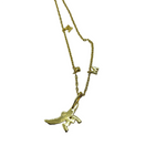 MCM Women's Gold 3D Logo Laurel Charm Pendant Necklace