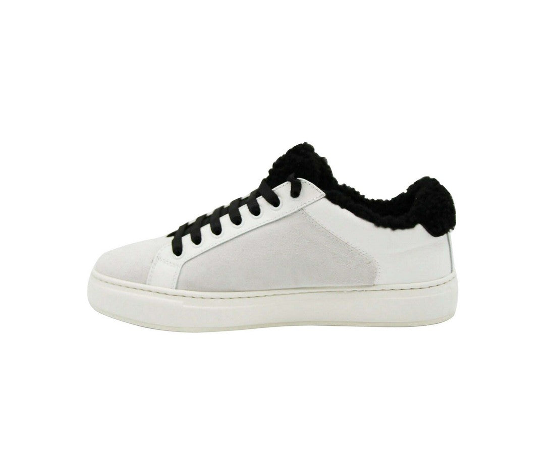 MCM Women's White Milano Suede Black Shearling Low Top Sneaker (40 EU / 10 US)