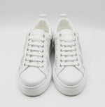 MCM Women's White Leather Silver Studded Sneaker (37 / US 7)