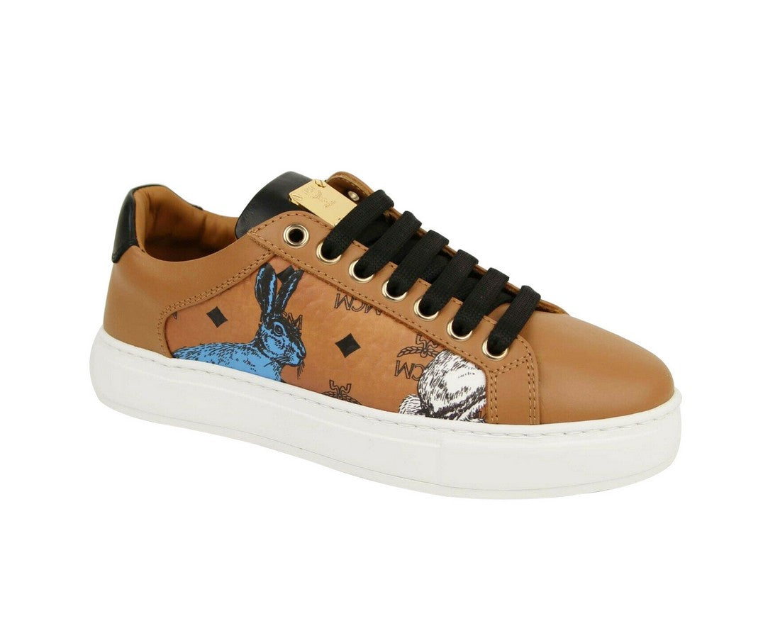 Cognac Visetos Leather Rabbit Print Sneakers MES9AMM76CO0