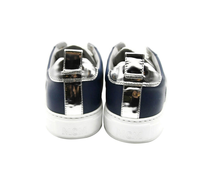 MCM Men's Estate Blue Leather With Silver Trim Sneaker MEX9AMM16VE (41 EU / 8 US)