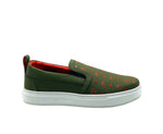 MCM Men's Moss Green Orange Logo Leather Slip On Sneaker (41 EU / 8 US)