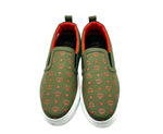 MCM Men's Moss Green Orange Logo Leather Slip On Sneaker (41 EU / 8 US)