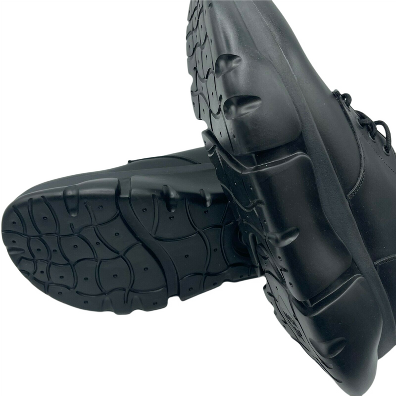 MCM Men's Black Leather Platform Lace Up Sneaker